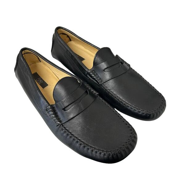 Folio New York Black Leather Slip On Driving Loafers Mens 8 - Picture 1 of 9